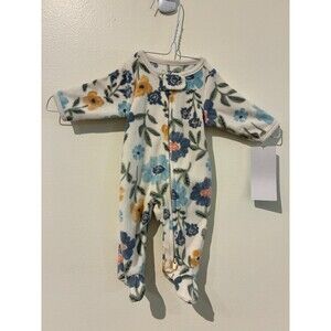 NWT Carter's Child of Mine White Floral Fleece Sleeper - Preemie (P)